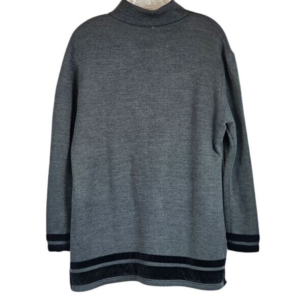 Soft Surroundings Wool Blend Tunic PL Velvet Trim Relaxed Quiet Luxury Neutral - Picture 2 of 8